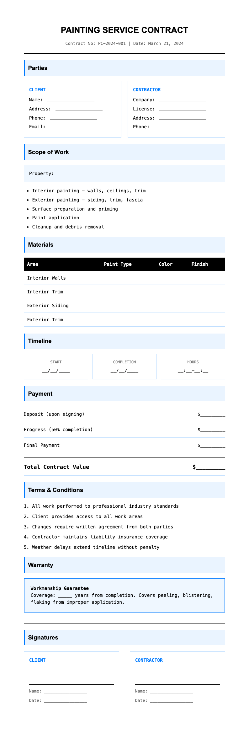 Invoice Clean painting contract